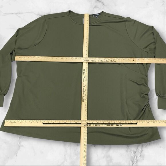 Universal Standard Womens Side Cinch Keyhole Blouse Size 2XL Green - Picture 4 of 15